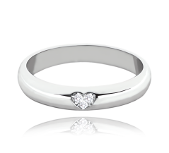 MINET+ Stříbrný snubní prsten se srdíčkem a bílými zirkony vel. 57
