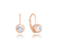 Decentné Rose gold strieborné náušnice MINET s bielymi zirkónmi