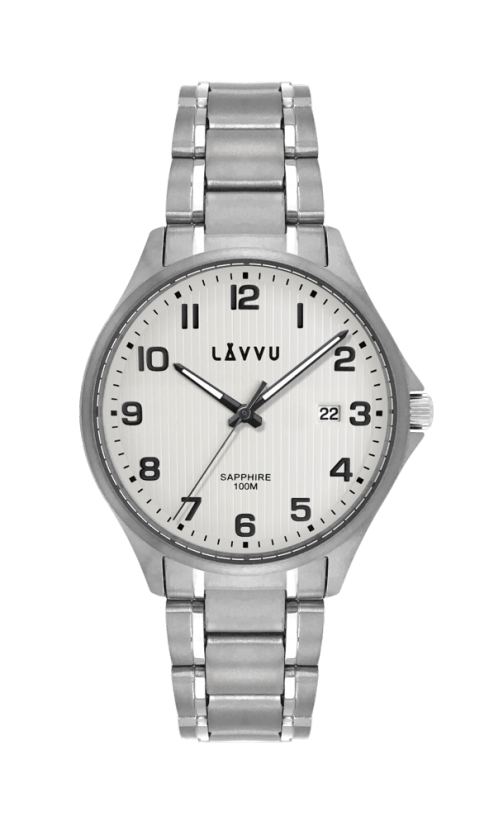Titánové hodinky so zafírovým sklom LAVVU TITANIUM LILLEHAMMER Silver LWM0151