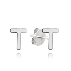 MINET Strieborné náušnice písmeno "T"