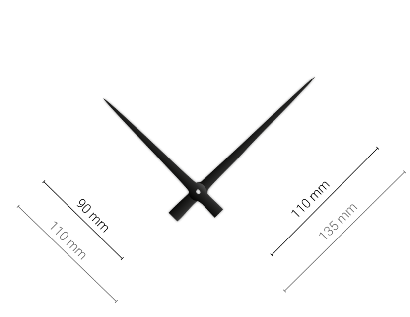 Černé hliníkové ručičky na hodiny 110 mm | 90 mm
