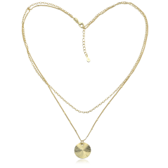 MINET Dvojitý pozlátený strieborný náhrdelník s brúseným príveskom