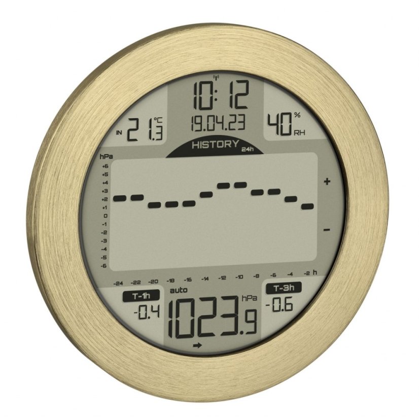 TFA 35.1124.53 - Digitálna meteostanica METEOMAR - zlatý leštený hliník