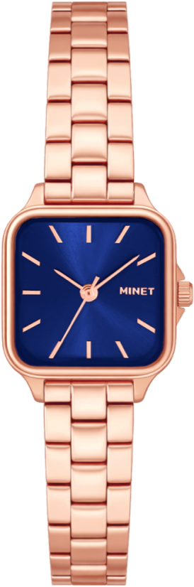 MINET Rose gold-modré dámske hodinky GRACE s oceľovým remienkom