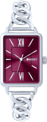 MINET Stříbrno-vínové dámské hodinky SIENA se stříbrným ocelovým řemínkem