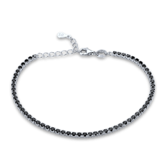 MINET Strieborný tenisový náramok s čiernymi zirkónmi