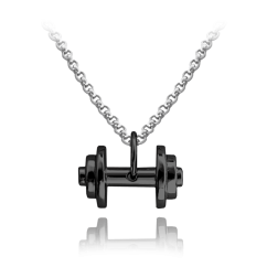 MINET Černý stříbrný náhrdelník FITNESS ČINKA