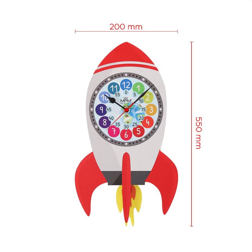 Detské nástenné hodiny raketa MPM Fernse - B - E05.4468.B
