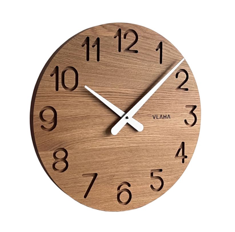VLAHA Veľké drevené hodiny OAK vyrobené v Čechách ?45cm