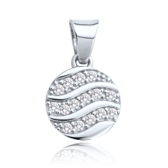 MINET Prívesok z bieleho zlata koliesko s bielym zirkónom Au 585/1000 1,10g