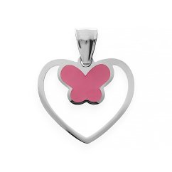 Nerezový prívesok Love Butterfly - striebornoružovej farby - SPD.6677