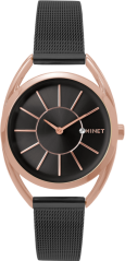 MINET Rose gold dámské hodinky ICON BLACK MESH