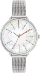 MINET Stříbrné dámské hodinky PRAGUE Silver Flower Mesh