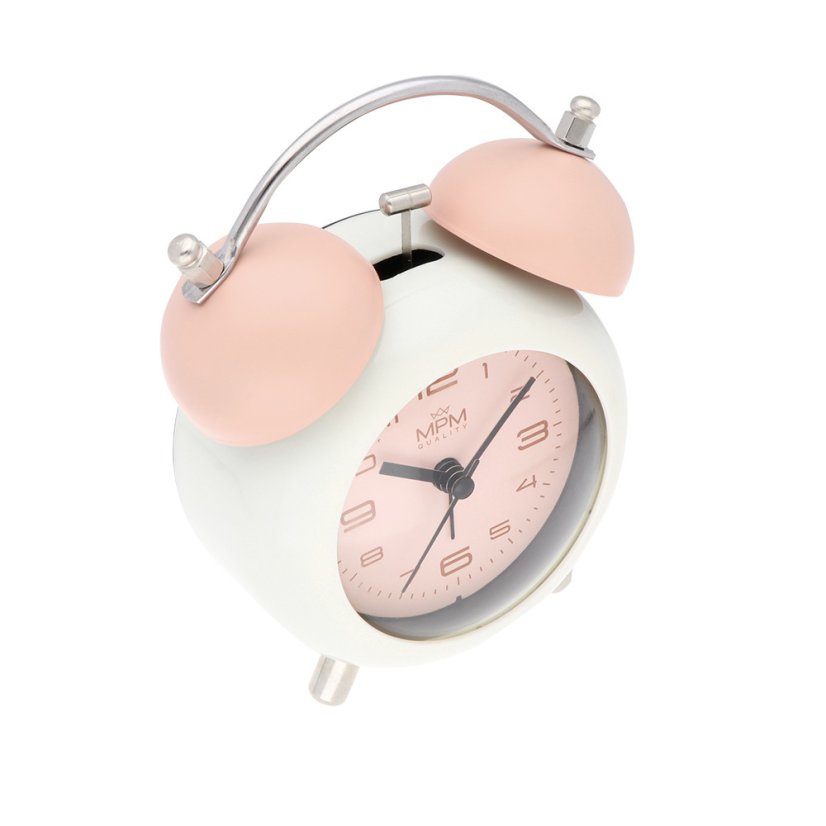 Designový kovový budík s klasickým mechanickým zvoněním MPM Kitty - A - C01.4433.23