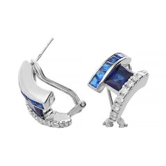 Stříbrné náušnice 8252 - stříbrnomodré barvy - SER.8252