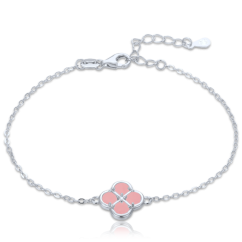 MINET Strieborný náramok štvorlístok s jadeitom