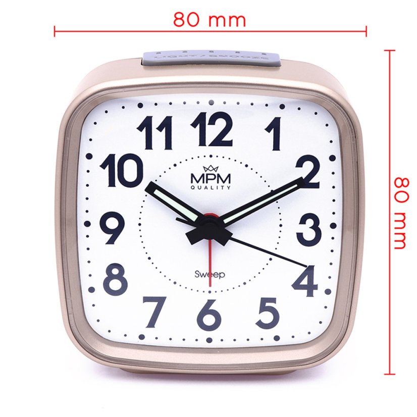 Budík s LED podsvícením a tichým chodem MPM  C01.3967.83