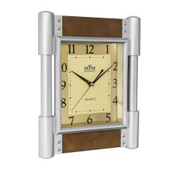 Nástenné hodiny s tichým chodom MPM Rotter - striebornohnedé - WO135.E