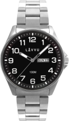 Ocelové pánské hodinky LAVVU BERGEN Black se svítícími čísly  LWM0142
