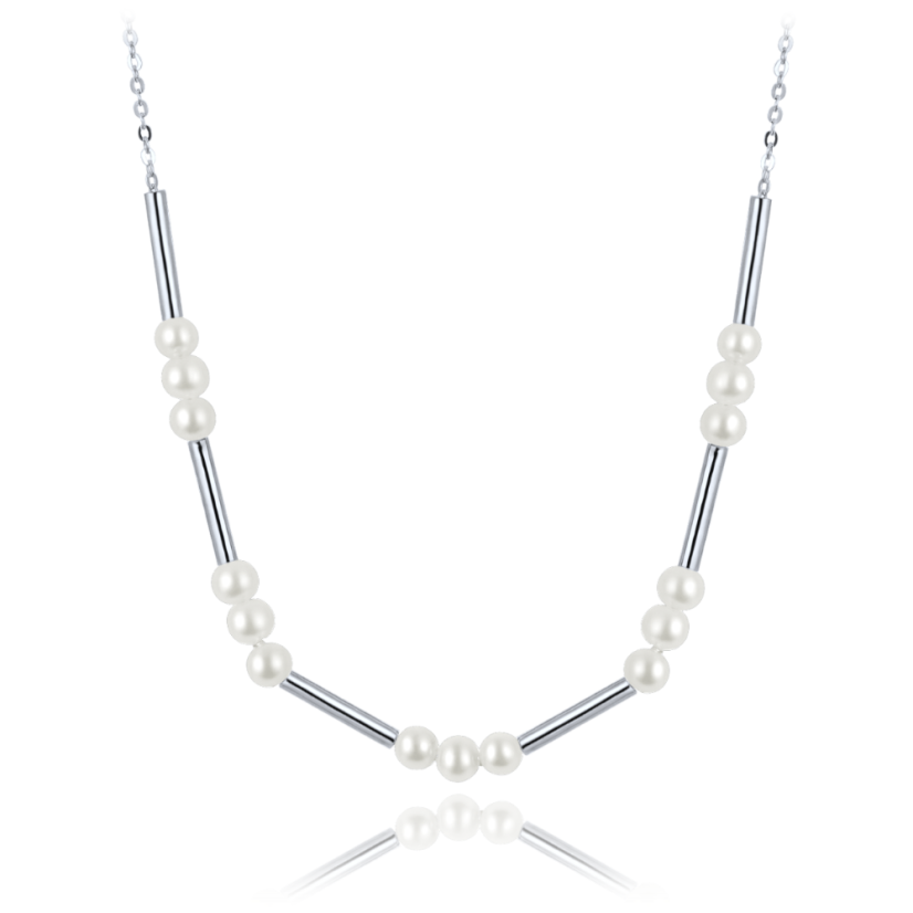 MINET Strieborný náhrdelník s prírodnými perlami