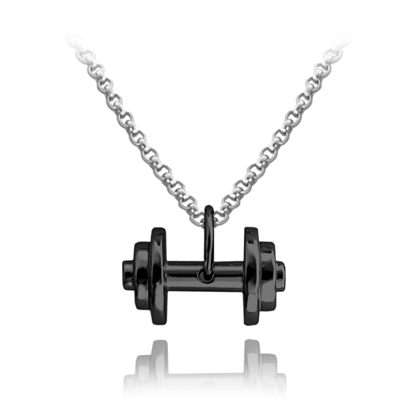 MINET Černý stříbrný náhrdelník FITNESS ČINKA MINET Černý stříbrný náhrdelník FITNESS ČINKA