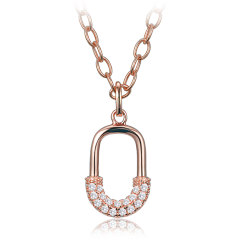 MINET Luxusní rosegold stříbrný náhrdelník se zirkonem