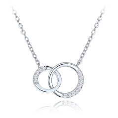 MINET Luxusný strieborný náhrdelník s bielymi zirkónmi