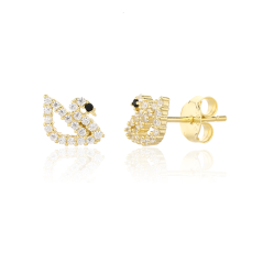Pozlátené strieborné náušnice so zirkónmi JVD SVLE3343XJ6GO00