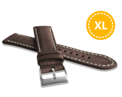 LAVVU XXL Predĺžený prírodne farbený tmavo hnedý remienok NATURE z kože Top Grain - 24 XXL