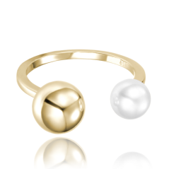 MINET Pozlacený stříbrný prsten s perlou vel. 59