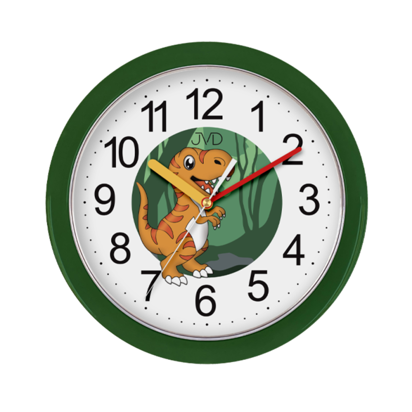 Dětské nástěnné hodiny s tichým chodem Dinosaurus JVD HP612.D15 Dětské nástěnné hodiny s tichým chodem Dinosaurus JVD HP612.D15