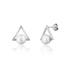 Stříbrné náušnice se zirkony a perlou JVD SVLE0555SD2P100