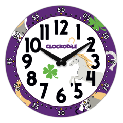 CLOCKKODIEL Detské nástenné hodiny fialové s koňom ?25cm