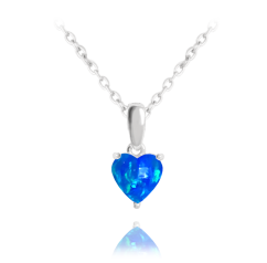 MINET Stříbrný náhrdelník SRDÍČKO s modrým opálkem