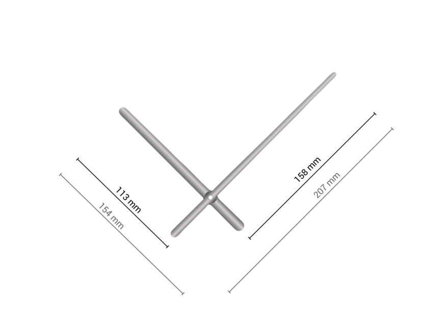 Strieborné oblé hliníkové ručičky na hodiny 158 mm | 113 mm