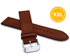 LAVVU XXL Predĺžený prešitý hnedý remienok VERONA z luxusnej kože Top Grain - 22 XXL