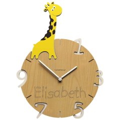 Detské hodiny CalleaDesign žirafa 42cm (možnosť vlastného mena)