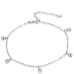 MINET Strieborná retiazka na členok s bielym zirkónom