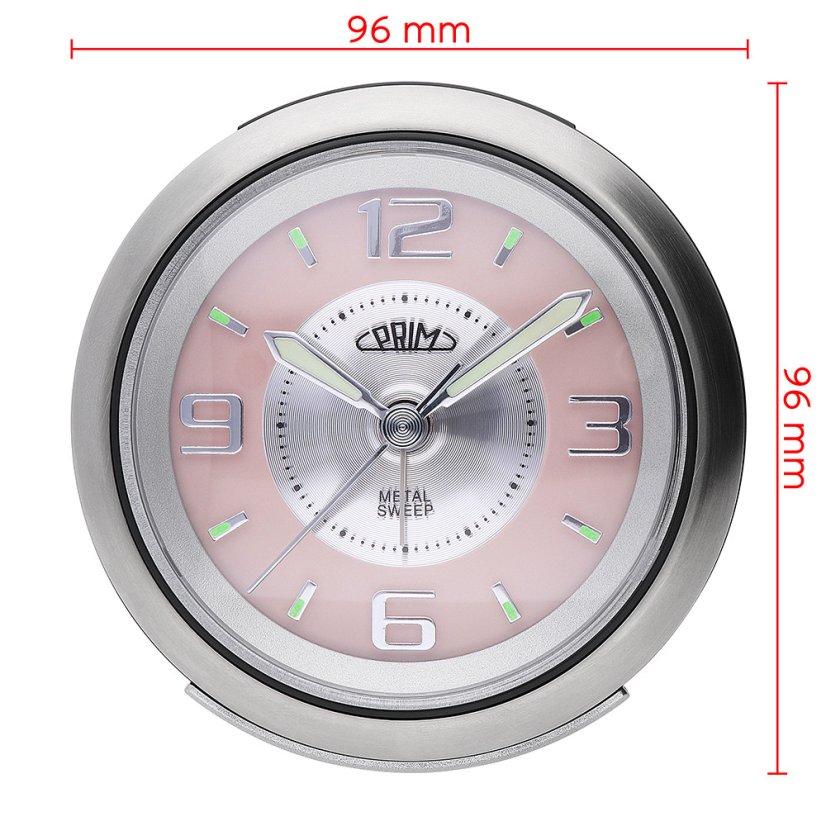 Ručičkový budík s tichým chodom PRIM Retro Alarm - Pink - C01P.3815.7023
