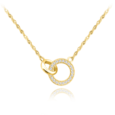 MINET Pozlátený strieborný náhrdelník KRÚŽOK s bielymi zirkónmi