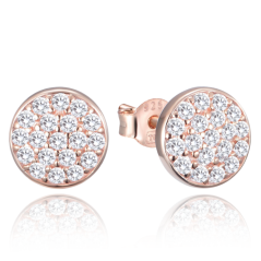 MINET Rose gold strieborné náušnice so zirkónmi