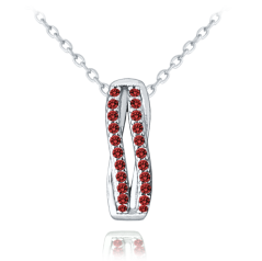 MINET Elegantný strieborný náhrdelník s červenými zirkónmi