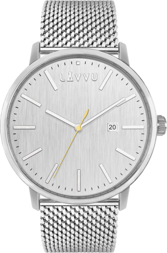 Strieborné pánske hodinky LAVVU COPENHAGEN MESH LWM0177