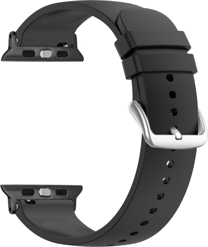 LAVVU Čierny silikónový remienok na hodinky pre APPLE WATCH 42-44 mm