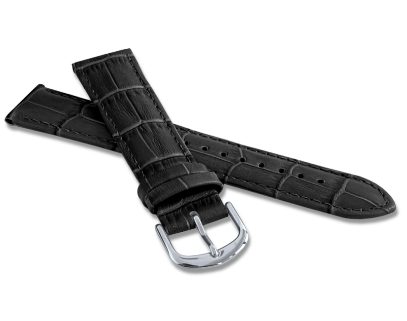 Čierny prešitý remienok CROCO - 14 Čierny prešitý remienok CROCO - 14