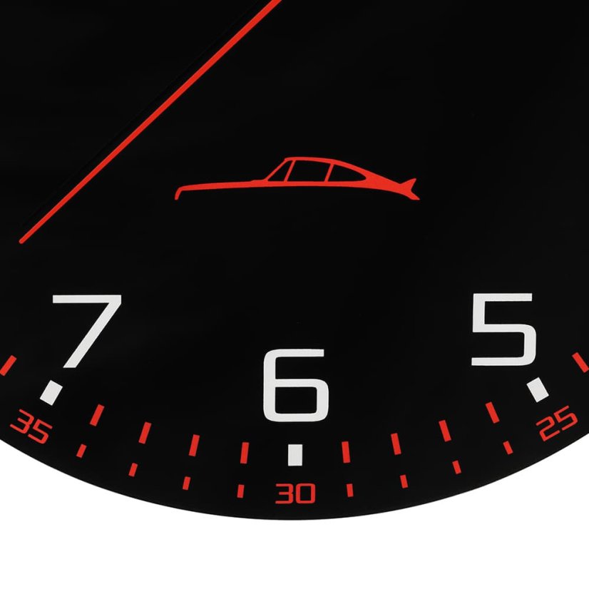 Sklenené nástenné hodiny s tichým chodom PRIM Speedline - čierno-červené - E09.5530.9020