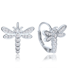 MINET Dětský stříbrný náhrdelník vážka se zirkony