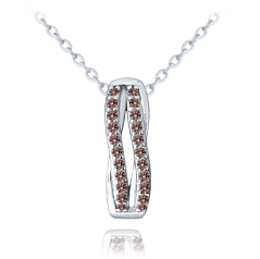 MINET Elegantní stříbrný náhrdelník s hnědými zirkony