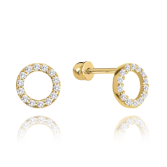 MINET Zlaté náušnice na skrutku s bielymi zirkónmi Au 585/1000 1,30g