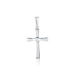Zlatý přívěsek z bílého zlata se zirkony křížek ZP0402XJ70-9600 (585/1000) 0,96g